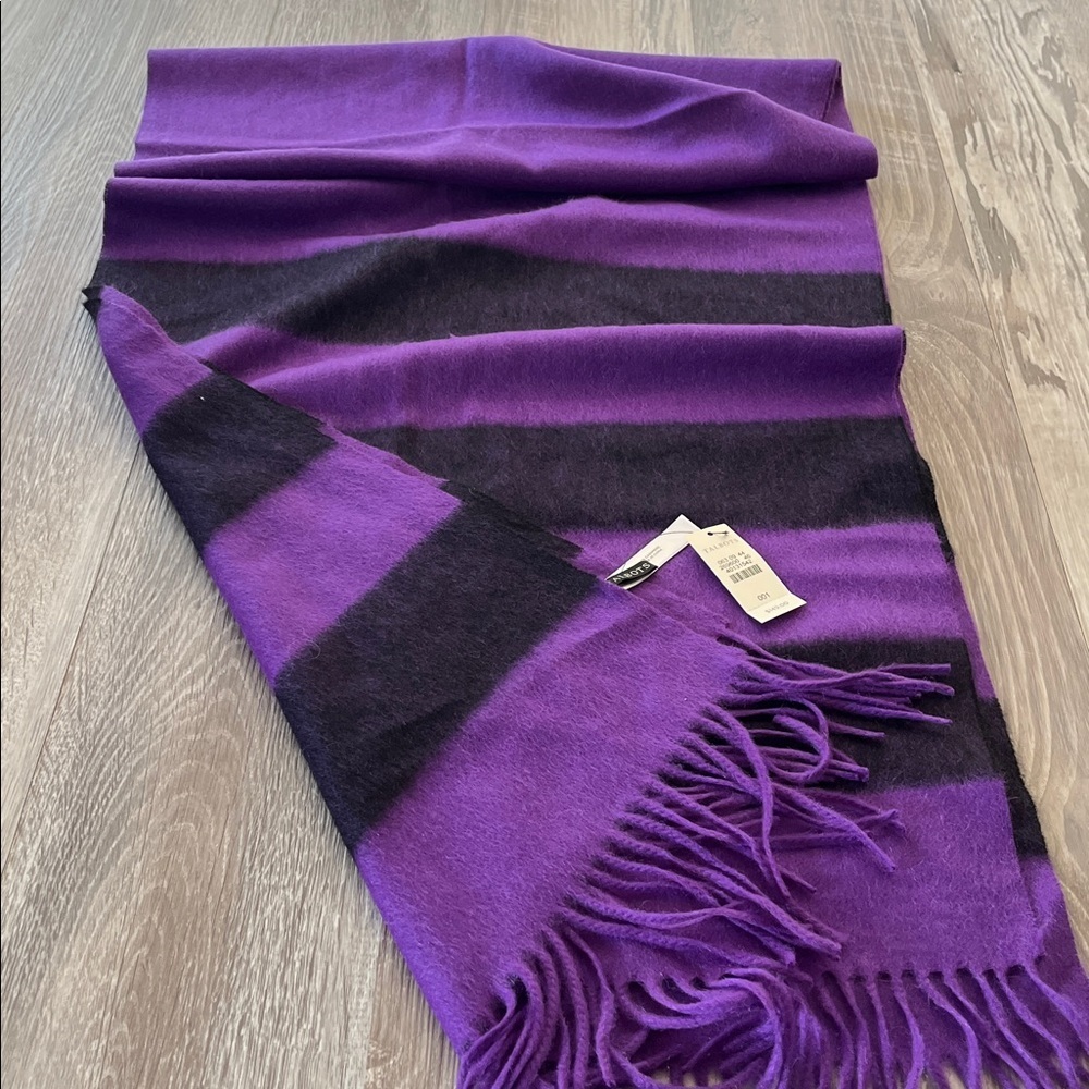 Talbots Purple and Black Cashmere Scarf new with tags